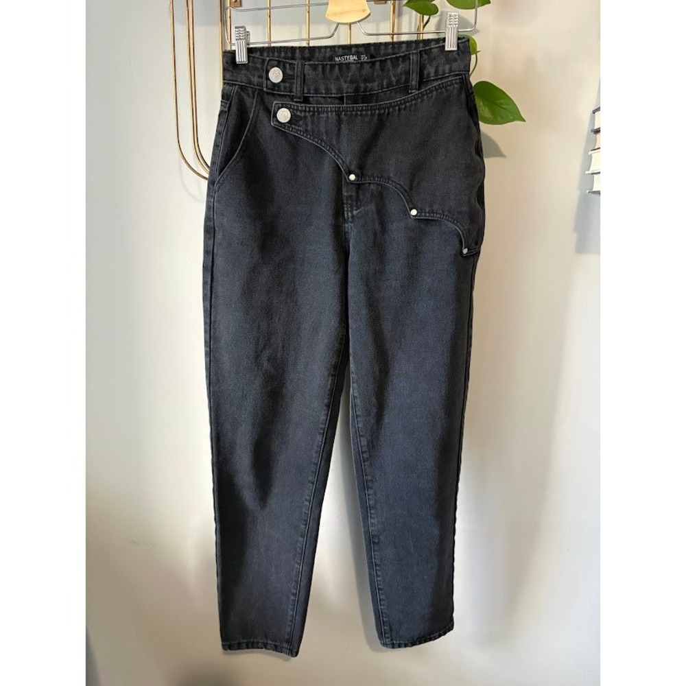 Nasty Gal Collection Asymmetric Western Esthetic Mom Jeans Wa 6